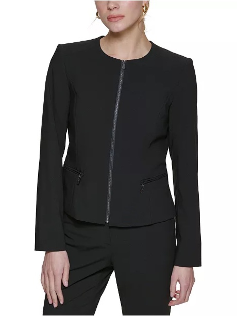 Calvin Klein Collarless Zip-Front Blazer